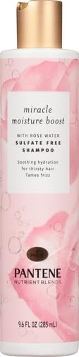 Pantene Nutrient Blends Miracle Moisture Boost Rose Water Shampoo For Dry Hair Sulfate Floral 9.6 Fl Oz