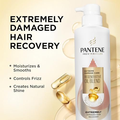 Pantene Pro-V Miracles Sulfate Shampoo Extreme Damage Care Regenerative Oil Blend Soften And Strengthen Stressed Dry Damaged Hair Argan & Jojoba Oils Paraben- 13.5 Fl Oz
