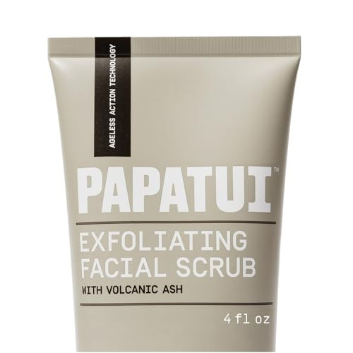 Papatui By Dwayne Johnson Men's Face Exfoliating Scrub Unscented Facial Cleanser Smooths Skin Texture Fine Lines & Wrinkles With Peptides Volcanic Ash Niacinamide & Hyaluronic Acid 4 Oz