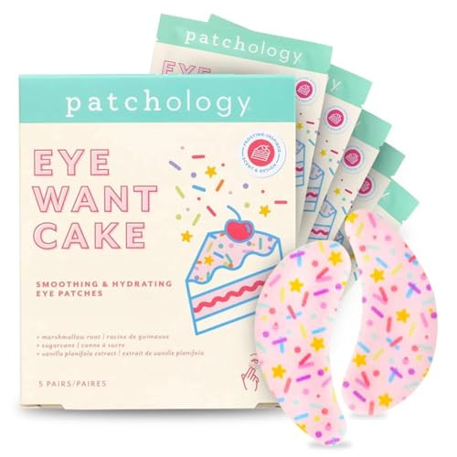 Patchology Eye Want Cake Hydrating & Smoothing Eye Patches Under Eye Masks For Puffy Eyes Dark Circles And Fine Lines Birthday Cake Inspired Self-Care Essentials 5-Pack