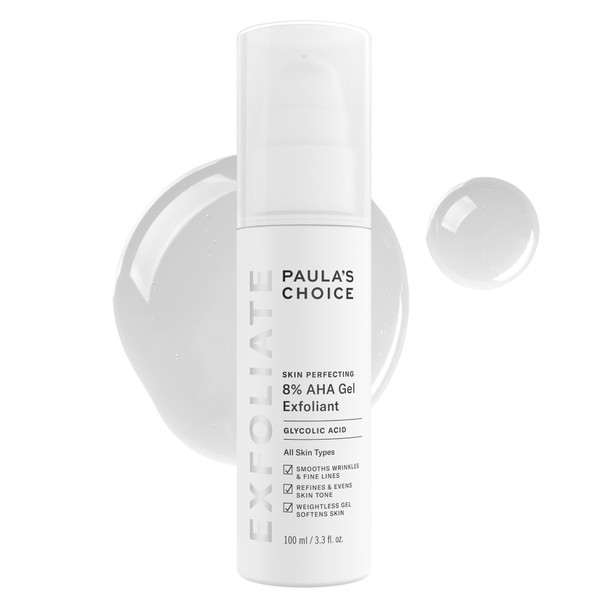 Paula's Choice Skin Perfecting 8% Aha Exfoliant Gel Exfoliant With Glycolic Acid Chamomile & Green Tea Leave On Gentle Face Exfoliator For All Skin Types Fragrance-