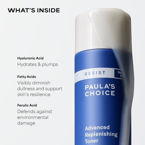 Paula's Choice Resist Advanced Replenishing Face Toner Anti-Aging Facial Toner With Hyaluronic Acid Vitamin C & E SoftensLightweight Hydration & Replenishes Dry Skin Fragrance- 4 Fl Oz