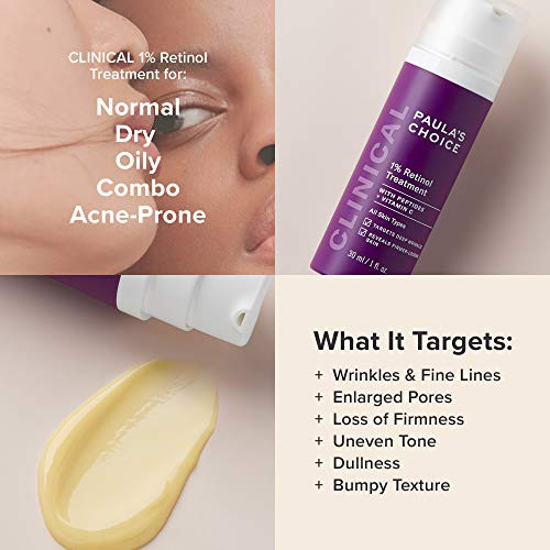 Paula's Choice Clinical 1% Retinol Treatment + C5 Super Boost 5% Vitamin C Moisturizer For Discoloration Deep Wrinkles & Dark Spots Fragrance- Set Of 2