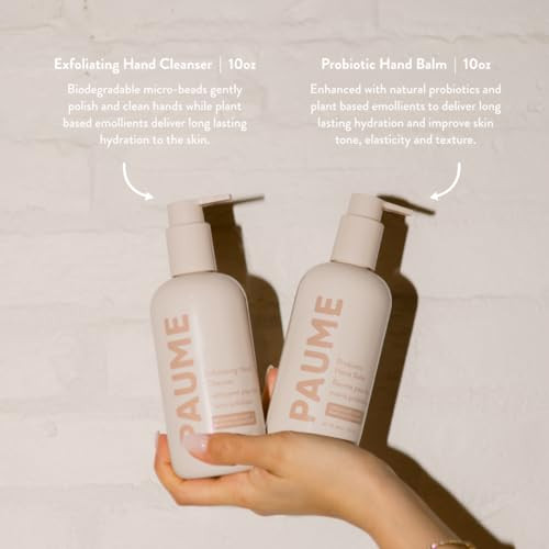 Paume Bathroom Duo 10 Fl Oz. Exfoliating Hand Cleanser & Probiotic Hand Balm Hydrating Non-Greasy Nourishing Cleanser And Balm Set Clean Beauty No Artificial Fragrances