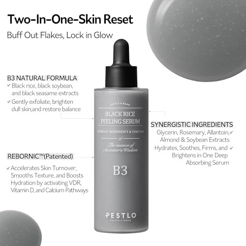 Pestlo Pestle + Road Black Rice Reset Peeling Serum 2.53 Fl Oz Daily Gentle Exfoliating Gommage For Face Dead Skin Cell Remover For Refined Skin Texture Skin Turnover Formula Korean Skin Care For All Skin Types
