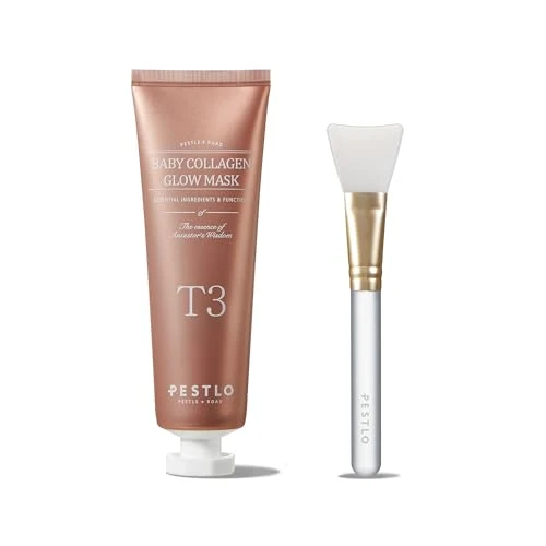 Pestlo Baby Collagen Glow Mask - Korean Peel Off Mask With Spatula Brush For Elasticity Firmness Glow Skin And Optional Overnight Use