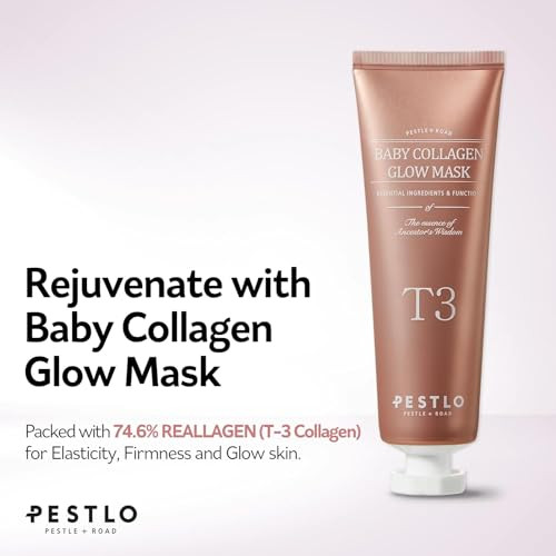 Pestlo Elasticity Boost Skincare Set Baby Collagen Glow Mask & Rejurecipe Spicule Roller Serum Hydrate Firm Reduce Wrinkles Patented Reallagen & Gua Sha Serum