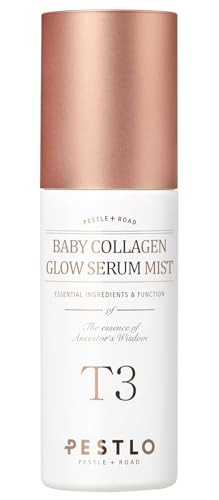 Pestlo T3 Baby Collagen Glow Serum Mist Spray For Korean Glass Skin - 75.4% Reallagen/T3 Vegan Collagen Pdrn Phyto-Amino Acid Complex Voluform For Elasticity Radiance & Firmness 1.69 Fl Oz (50Ml)