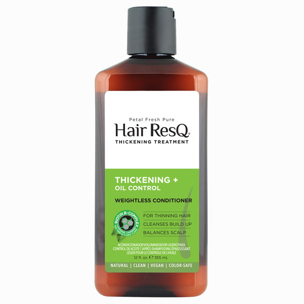 Petal Fresh Pure Hair Resq Thickening Treatment Oil Control Weightless Conditioner For Thinning Hair & Oild Build-Up With Organic Lavender Tea Tree & Ylang Ylang - Vegan 12 Fl Oz (355 Ml)