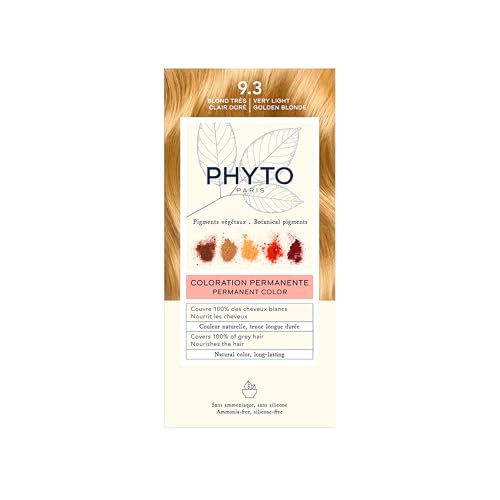Phytocolor Permanent Hair Color 9.3 Very Light Golden Blond With Botanical Pigments 100% Grey Hair Coverage Ammonia- Ppd- Resorcin-
