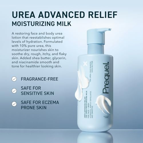 Prequel Skin Urea 10% Moisturizing Lotion For Face & Body Unscented Hydrating Cream For Extremely Dry & Sensitive Skin 6.75 Fl Oz Pack Of 2