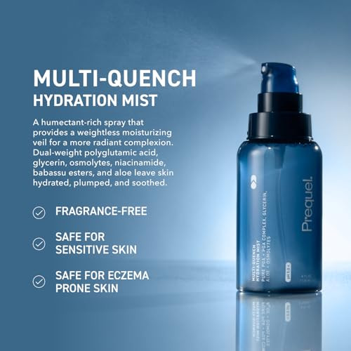 Prequel Skin Multi-Quench Hydration Mist Moisturizing Face Spray With Plumping Pga Complex Glycerin Aloe & More Hydrating Facial Spray With Niacinamide For Smoother Skin Fine Mist Humectant