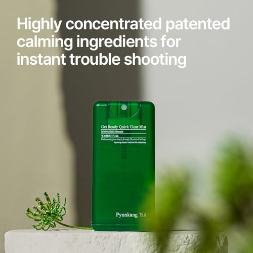 Pyunkang Yul Pky Ultimate Get Ready Quick Clear Mist For Sensitive Skin Intensely Calms & Soothes Redness With Cica & Tea Tree Compact Size Korean Skincare (0.51 Fl. Oz 15Ml)