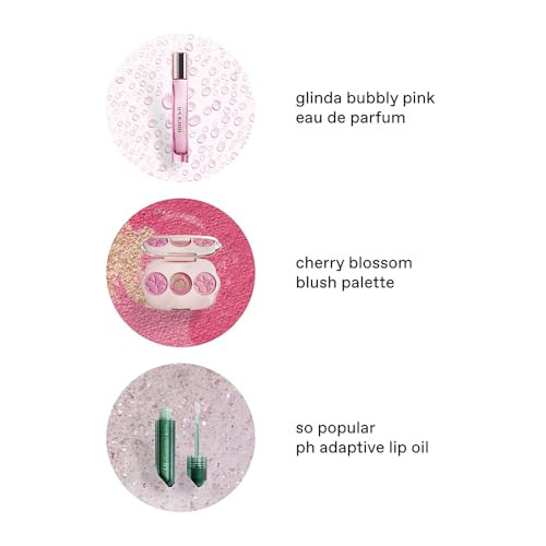 R.E.M. Beauty By Ariana Grande Wicked: For Good You've Been Glinda-Fied Makeup And Fragrance Set Color Changing Lip Oil Blush Trio Fruity & Floral Fragrance 3 Count