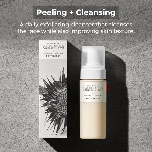 Rawquest Echinacea Peeling Cleansing Bubble Foam Aha Pha Lha For Exfoliating Echinacea Extract Soothing Skin Cleansing Improving Skin Texture No Irritation Skincare For Sensitive Skin 150Ml