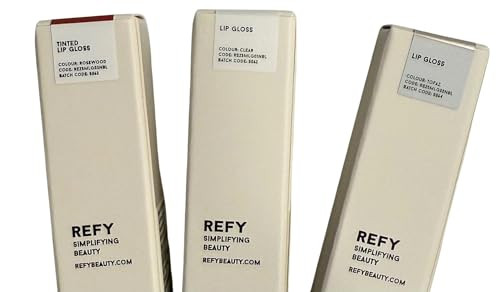 Refy Mini Lip Gloss Trio Clear Rosewood & Topaz Shades Hydrating Non-Sticky Lip Gloss Set 3 X 5 Ml