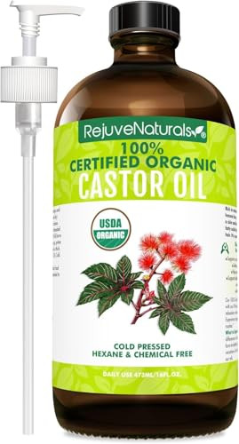 Rejuvenaturals 16Oz Organic Castor Cleanse + 16Oz Organic Castor Oil Glass Bottles