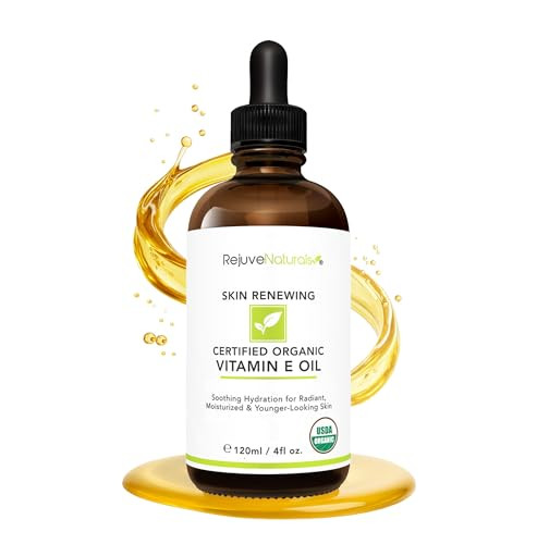 Rejuvenaturals Vitamin E Oil - 100% All Natural & Usda Organic (Large 4Oz Bottle) Repair Dry Damaged Skin From Surgery & Acne Age Spots. For Radiant Hydrated & Youthful Skin. Face & Body Moisturizer