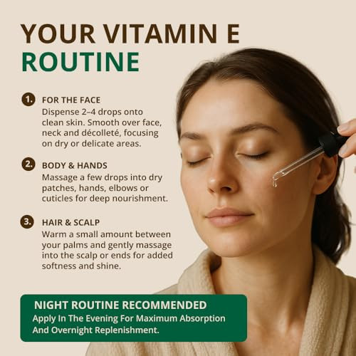 Rejuvenaturals Vitamin E Oil - 100% All Natural & Usda Organic (Large 4Oz Bottle) Repair Dry Damaged Skin From Surgery & Acne Age Spots. For Radiant Hydrated & Youthful Skin. Face & Body Moisturizer