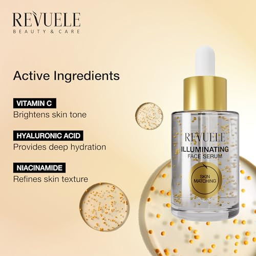 Revuele Illuminating Face Serum 1 Fl.Oz Vitamin C + Niacinamide + Hyaluronic Acid For Radiance Hydration & Smoother Skin