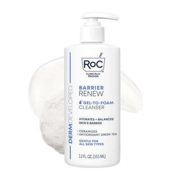 Roc Barrier Renew Gel To Foam Non Drying Foaming Facial Cleanser To Hydrate Skin Facial Cleanser For Sensitive Skin 12 Ounces