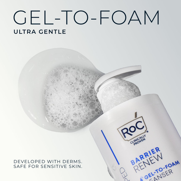 Roc Barrier Renew Gel To Foam Non Drying Foaming Facial Cleanser To Hydrate Skin Facial Cleanser For Sensitive Skin 12 Ounces