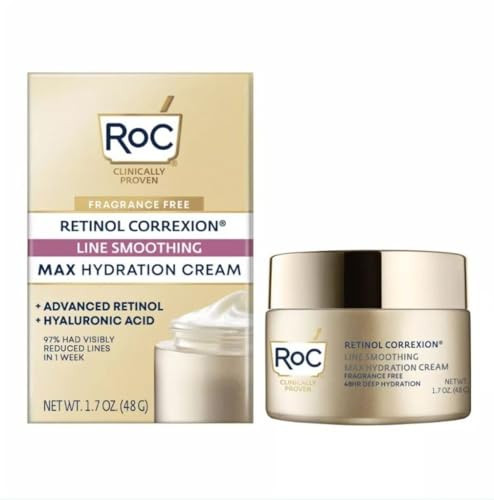 Roc Retinol Correxion Max Hydration - Fragrance- - Anti-Aging Daily Face Moisturizer With Hyaluronic Acid Oil Skin Care 1.7 Ounces