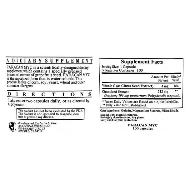 Ecological Formulas  Paracan MYC  100 Capsules