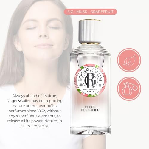 Roger & Gallet Roger&Gallet Beneficial Perfumed Water 100 Ml - Parfum Femme With Relaxing Properties - Women's Perfume With Natural Fig Extract - Relaxing Fragrance For Women - Natural Origin - Fleur De Figuier