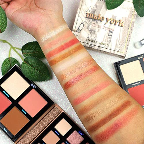 Rude Nude Orleans Face & Eye Palette 9 Eyeshadows 4 Face Shades For Blush Bronzer & Highlighter All-In-One Natural Glam Palette Vegan Cruelty- Paraben- Makeup