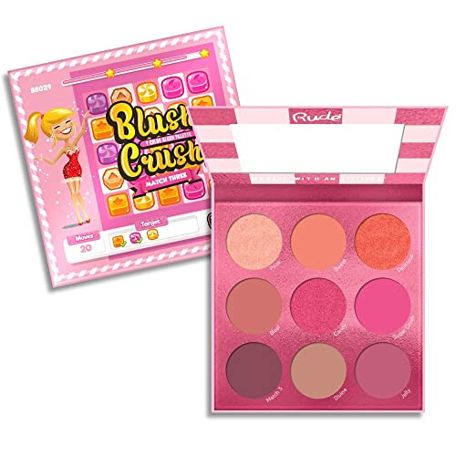 Rude Blush Crush 9 Color Blush Palette - Match Three By Rude Cosmetics For Women 0.67 Oz Blush