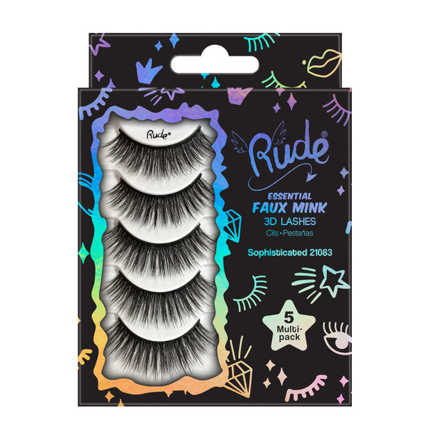 Rude Essential Faux Mink 3D Lashes - Sophisticated By Rude Cosmetics For Women 5 Pair Eyelashes