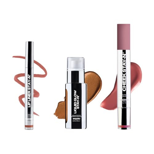Sacheu Glow On The Go Bundle High Pigment Buildable Long Lasting Luminous Glow In A Lightweight Dewy Finish Includes Lip Liner Cheek & Liquid Glow Stay-N