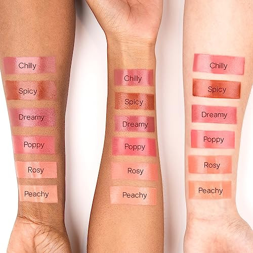 Saie Cheek Flush Duo - Dew Liquid Blush (.40 Oz Chilly) Supersuede Baked Powder Blush (.01 Oz Grazie) - Layerable Skin-Nourishing Blushes For A Seamless Radiant Finish
