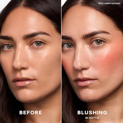 Saie Cheek Flush Duo - Dew Liquid Blush (.40 Oz Hottie) Supersuede Baked Powder Blush (.01 Oz Stella) - Layerable Skin-Nourishing Blushes For A Seamless Radiant Finish