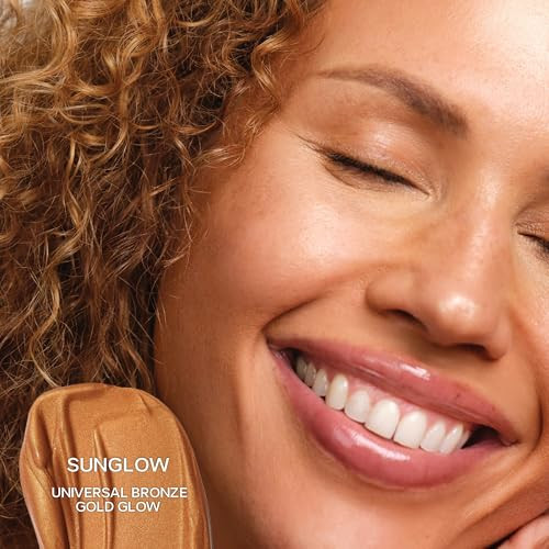 Saie Mini Glowy Super Gel Lightweight Llluminator & Makeup Primer - Sunglow (0.5 Oz) + Dew Blush - Lightweight Liquid Blush With A Blendable + Buildable Cream Finish - Rosy (.40 Oz)