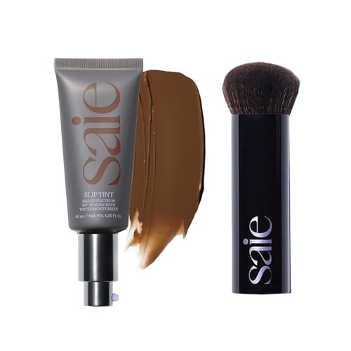 Saie Glow & Blend Duo - Slip Tint Tinted Moisturizer Spf 35 Shade Ten (1.35 Oz) The Big Liquid Foundation Brush (1 Count) Hydrating Glow & Seamless Blending