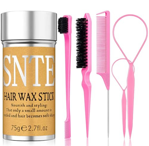 Samnyte 6Pcs Hair Wax Stick Set For Flyaways Topsy Tail Hair Tools For Women Teen Girls & Kids Slick Back Hair Brush Bun Accessories Non-Greasy Styling Tools Slick Stick 2.7 Oz