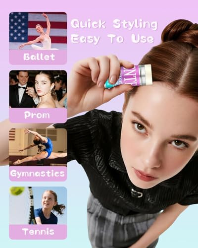 Samnyte Hair Wax Stick Slick Back Hair Brush Set - Controls Frizz For Women & Kids - Smooths Flyaways Creates Sleek Ponytails Buns & Defined Edges - Styling Accessories For Teen Girls Gifts Trendy Stuff