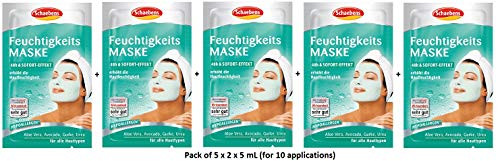 Schaebens Moisturizing Hypoallergenic Mask - With Aloe Vera Avocado Cucumber And Urea - For 10 Applications (Pack Of 5 X 2 Units. 5 Ml Per Unit)- For All Skin Types