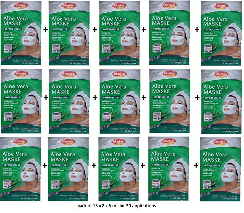 Schaebens Aloe Vera Mask - Instant Effect - With Sea Buckthorn Shea Butter And Panthenol - For 30 Applications (Pack Of 15 X 2 Units. 5 Ml Per Unit)- For All Skin Types