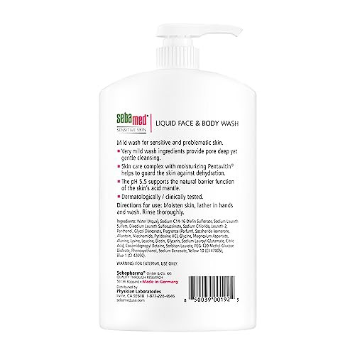Sebamed Liquid Face And Body Wash For Sensitive Skin Ph 5.5 Mild Gentle Hydrating Cleanser Hypoallergenic Dermatologist Recommended 33.8 Fluid Ounces (1 Liter) For Healthier Smoother Skin