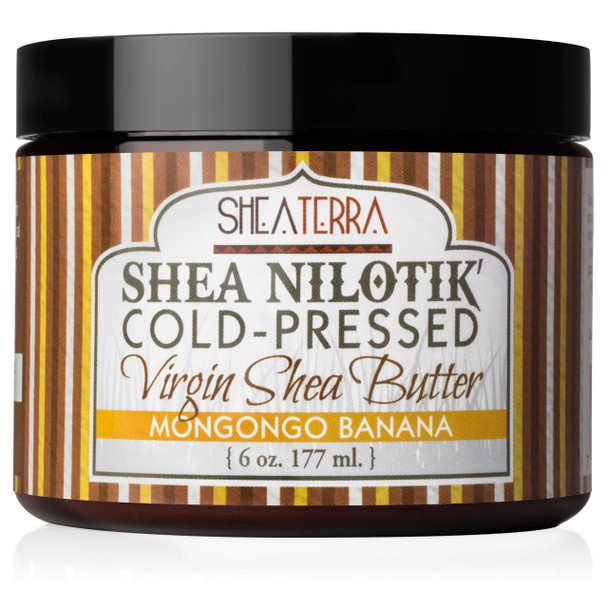 Shea Terra Organics 100% Organic Cold-Pressed Virgin Shea Butter Mongongo Banana Natural Anti-Aging Daily Skin Nails & Hair Cream To Soften & Hydrate Dry Skin & Reduce Stretch Mark 6 Oz