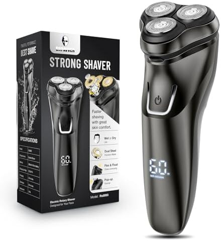 Shpavver Premium Men's Electric Razor: Cordless Wet/Dry Rotary Shaving Gentle On Sensitive Skin Usb Fast Charging & Precision Trimmer Upgraded Chic Black Finish