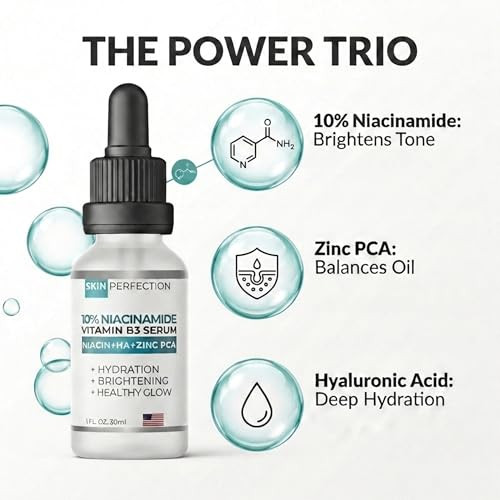 Skin Perfection 10% Niacinamide Serum 1 Oz - Hydrating Formula For Face With Hyaluronic Acid And Zinc Pca - Dark Spot Serum For Even Tone Sodium Hyaluronate Vitamin B3