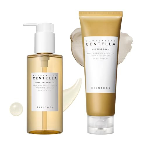Skin1004 Centella Double Cleansing Duo Cleansing Oil 6.76 Fl.Oz & Ampoule Foam Cleanser 4.23 Fl.Oz Korean Gentle Face Cleanser Set Makeup Remover With Madagascar Centella Korean Skincare