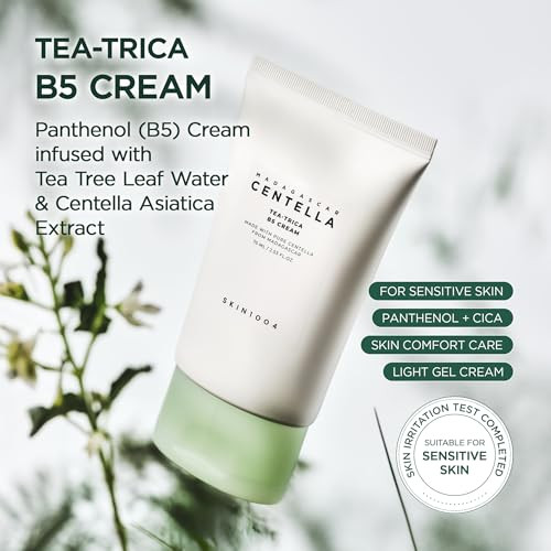 Skin1004 Tea-Trica B5 Cream Face Moisturizer With Centella Asiatica & Panthenol B5 Gel Moisturizer For Soothing & Hydrating Cica Cream With Tea Tree & Centella Korean Skin Care 2.53 Fl.Oz / 75Ml