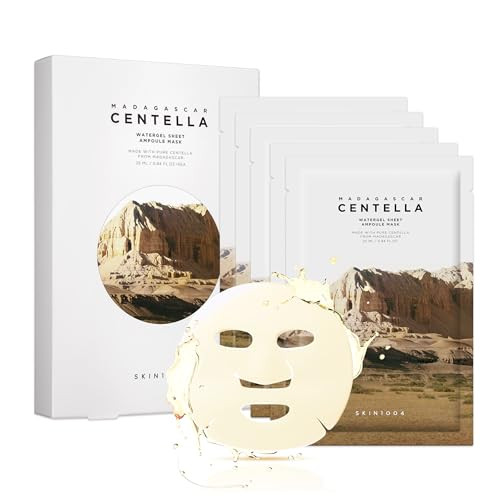 Skin1004 Madagascar Centella Watergel Sheet Ampoule Mask 5Ea Korean Face Mask With Centella Asiatica Hydrating Face Mask Sheet Infused With Centella Ampoule For Deep Hydration Korean Skin Care