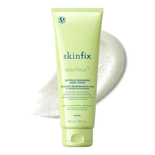 Skinfix Glycolic Renewing Scrub - 8 Oz - Dual-Action Exfoliating Body Treatment With Lactic Acid - Smooths Rough Patches Removes Flakes & Improves Skin Texture - Vegan Cruelty