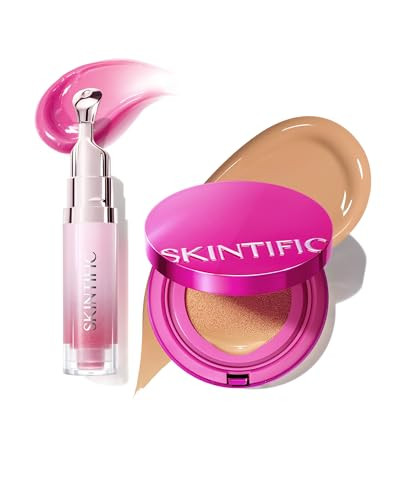 Skintific Pink Glow Cushion Foundation(04 Beige)+Peptide Brightening Lip Serum(04 Pink Berry)